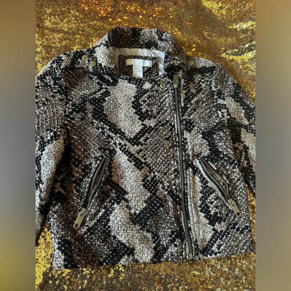 H&M Women Snake Print Jacket with Metal details Color Brown Size 4 - Picture 8 of 14